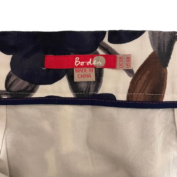 Boden Linen Pleated Pencil Skirt Floral Print Side Zip US 6R - Picture 5 of 7